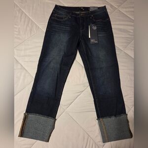 NWT 1822 Denim Women's Dark Blue Cuffed Cropped Jeans